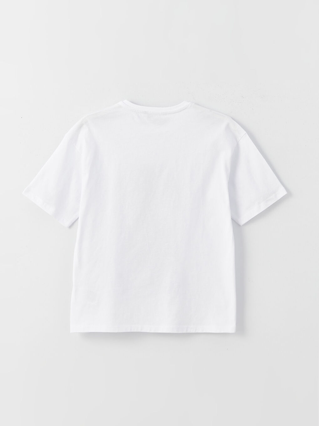 Beyaz Bisiklet Yaka Baskılı Kısa Kollu Kız Çocuk Tişört-5
