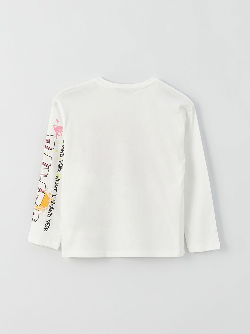 Crew Neck Printed Long Sleeve Girls' T-Shirt-1