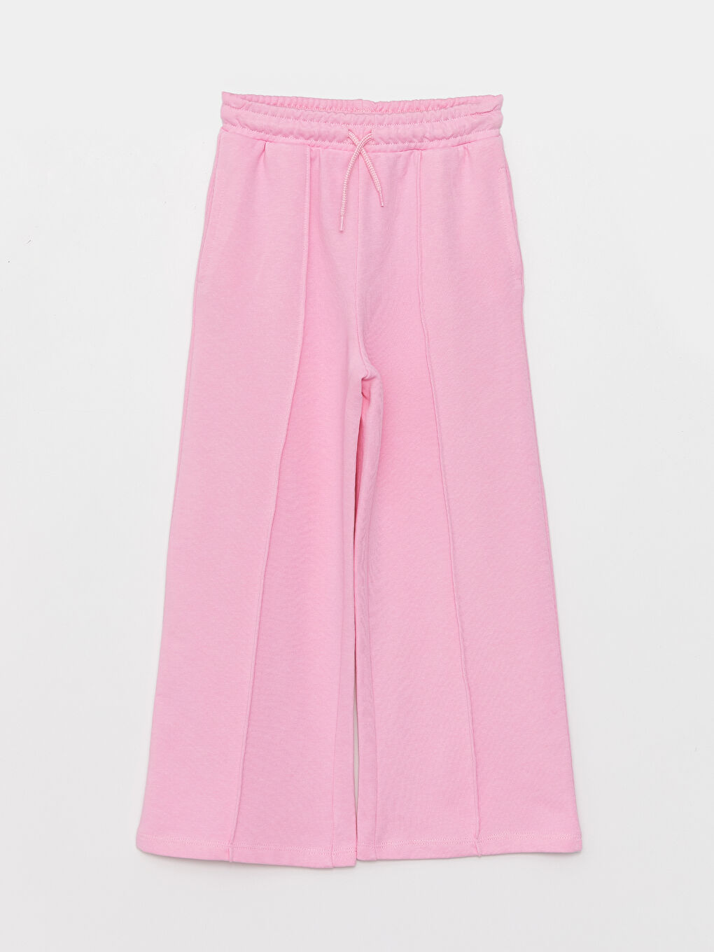 Pembe Beli Lastikli Basic Geniş Paça Kız Çocuk Eşofman Altı