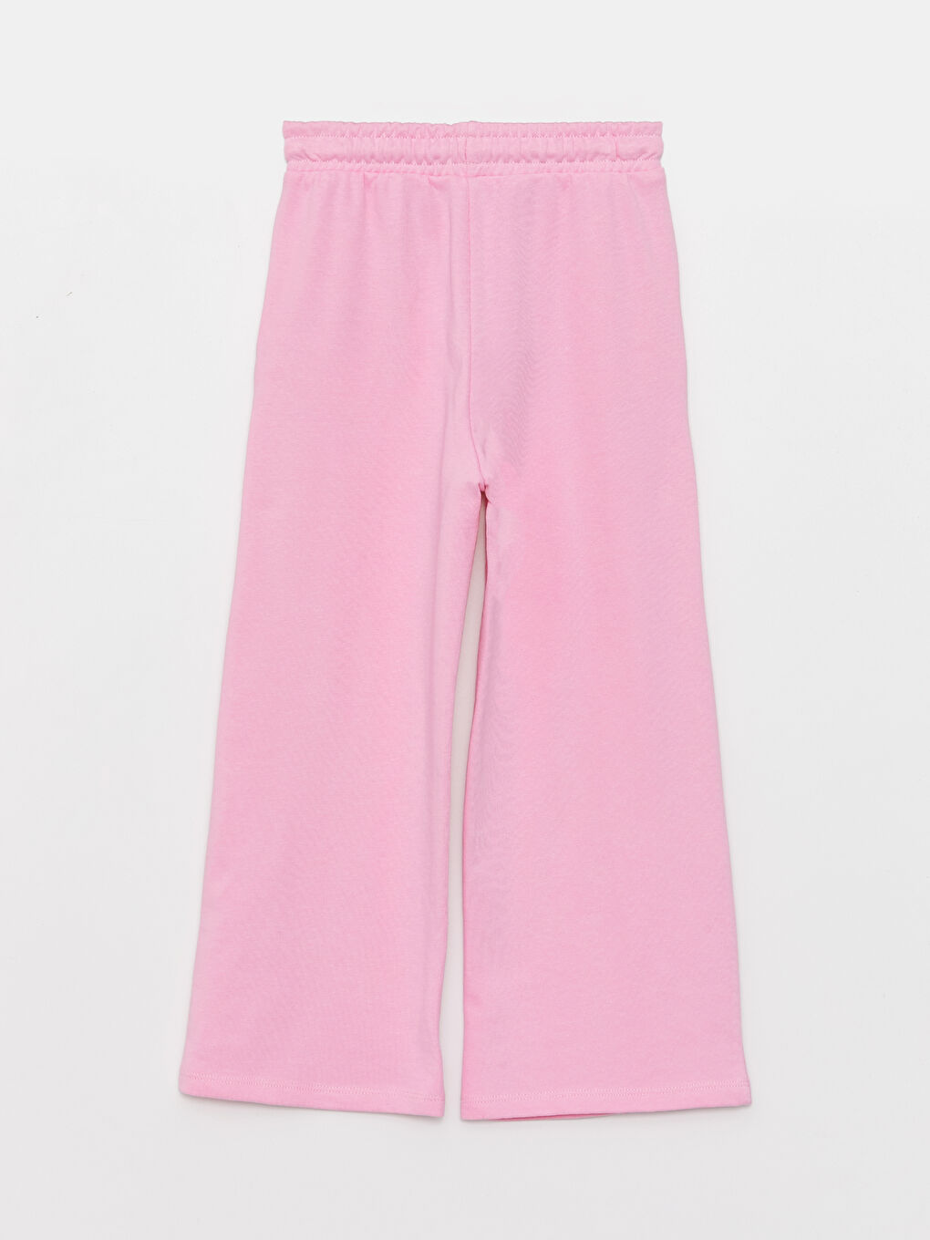 Pembe Beli Lastikli Basic Geniş Paça Kız Çocuk Eşofman Altı-1