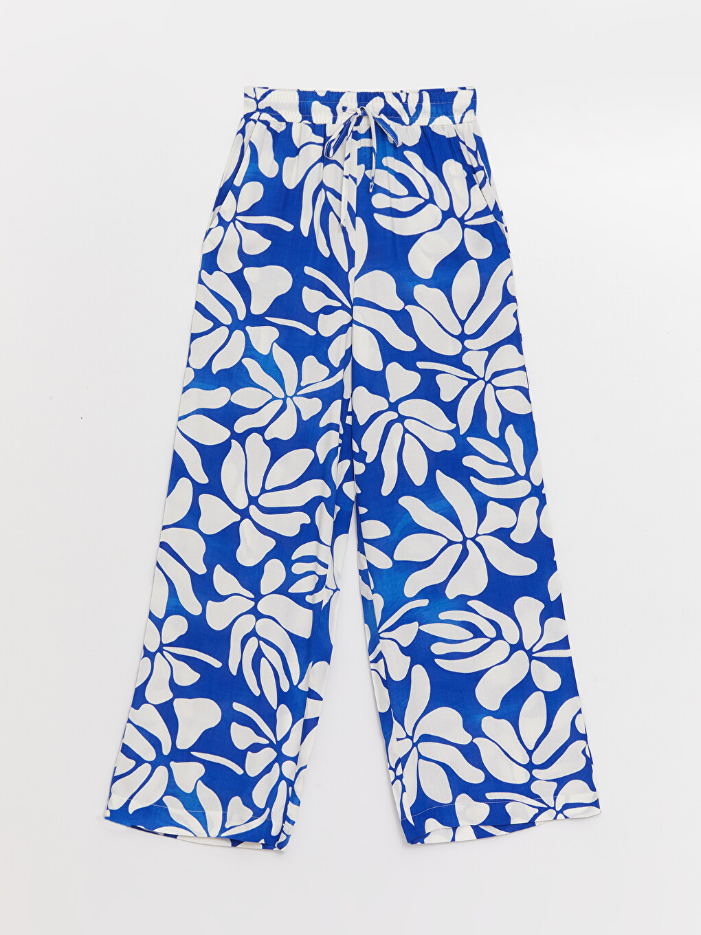 Elastic Waist Relaxed Fit Patterned Women's Trousers-5