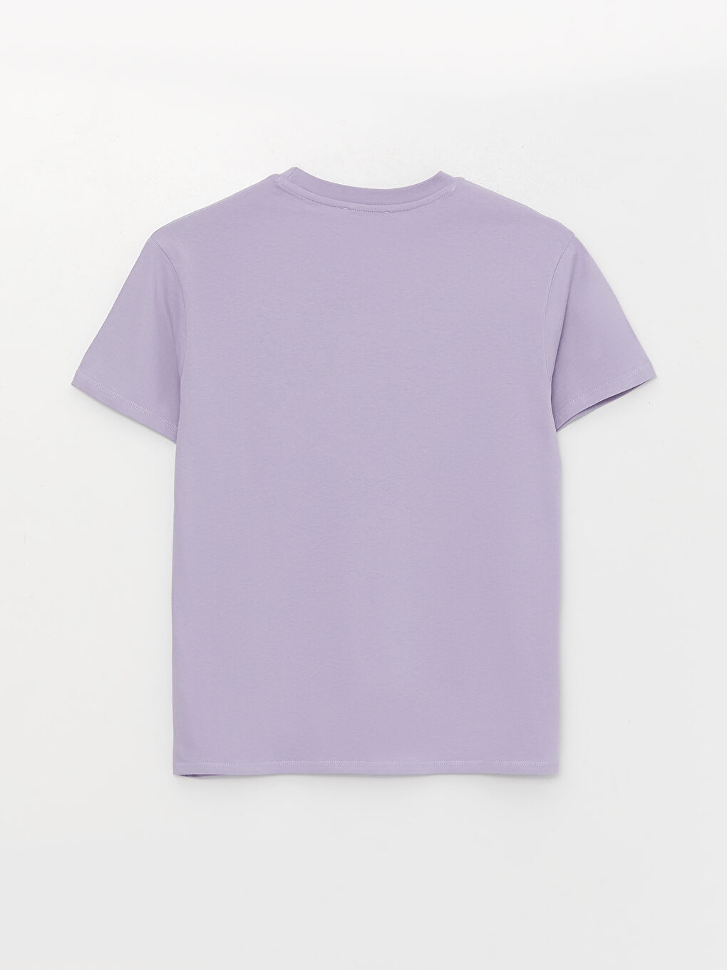 Lila Bisiklet Yaka Baskılı Kısa Kollu Kadın Tişört-6