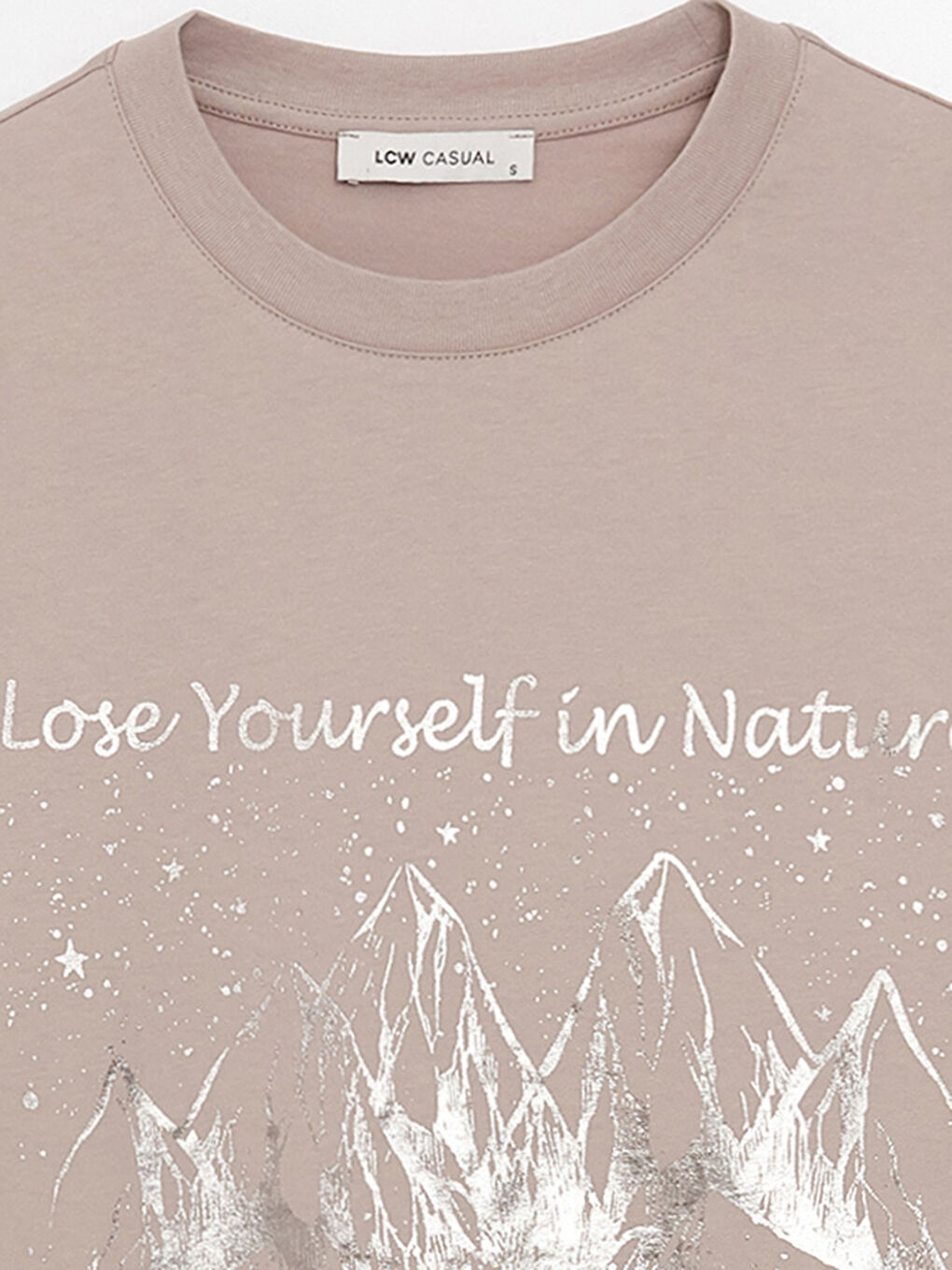 Kahverengi Bisiklet Yaka Baskılı Kısa Kollu Kadın Tişört-7