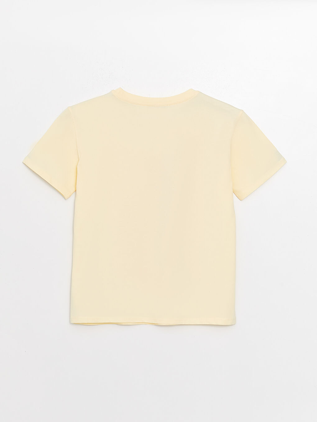 Sarı Bisiklet Yaka Baskılı Kısa Kollu Kadın Tişört-6