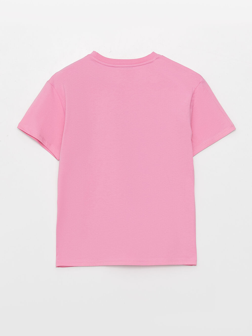 Pembe Bisiklet Yaka Baskılı Kısa Kollu Kadın Tişört-6