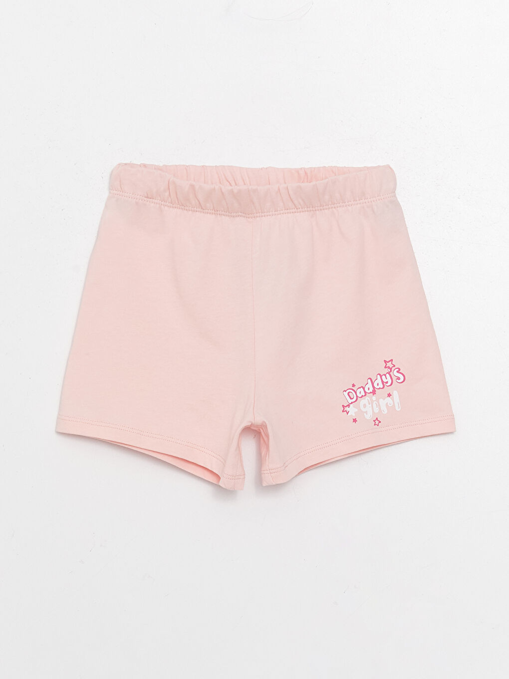 Pembe Beli Lastikli Baskılı Kız Bebek Şort