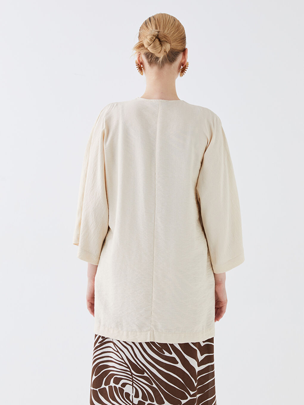 Plain Oversized Ketene Look Women's Kimono with Shawl Collar -S3IB72Z8-FVU