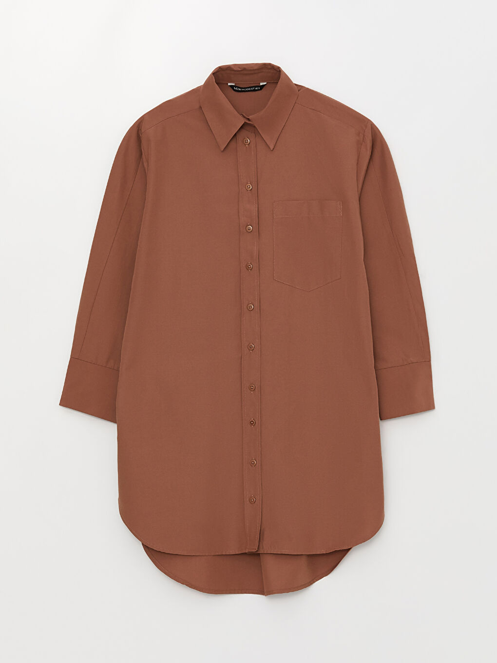 Plain Long Sleeve Oversize Poplin Women's Shirt Tunic-5