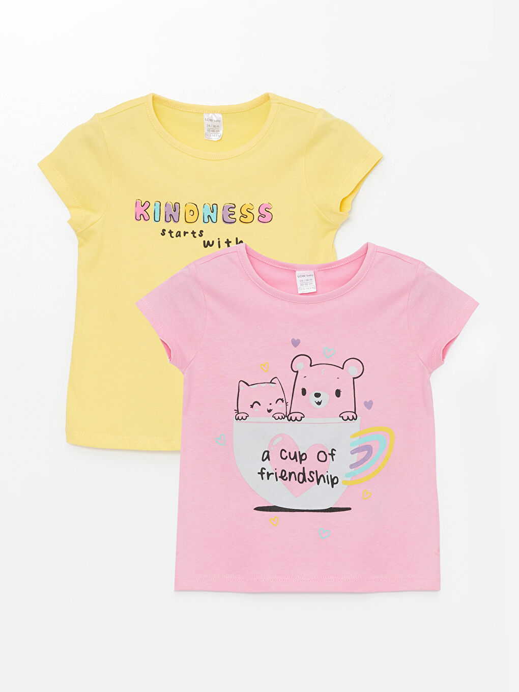 Crew Neck Short Sleeve Printed Baby Girl T-Shirt 2-Pack