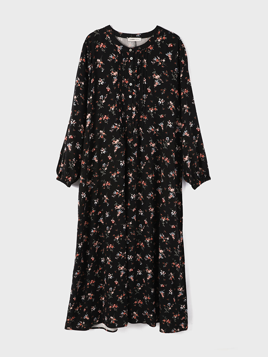 Women's Crew Neck Patterned Long Sleeve Dress