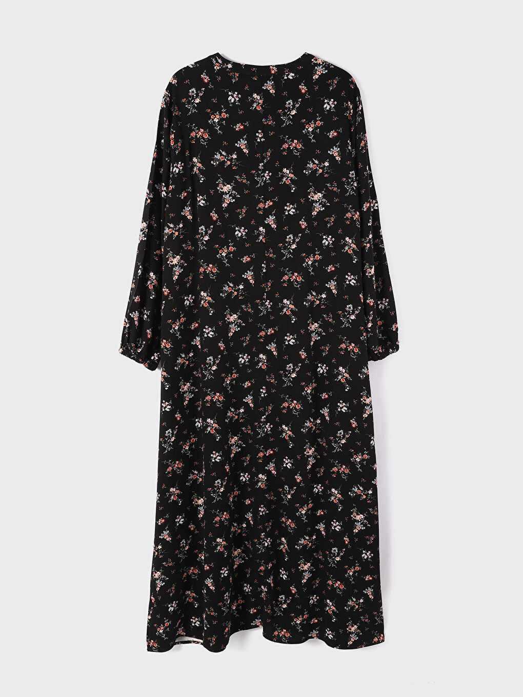 Women's Crew Neck Patterned Long Sleeve Dress-1