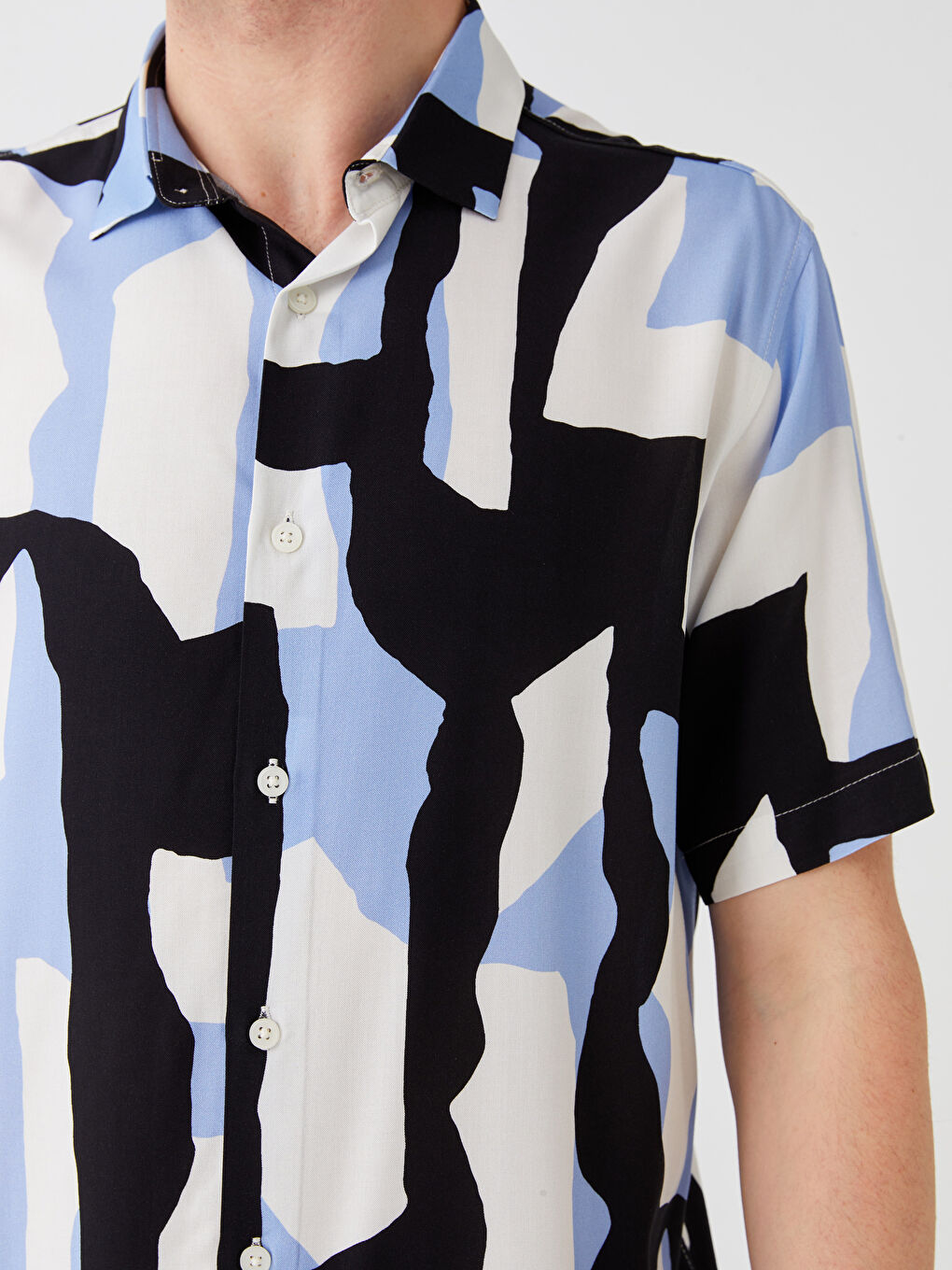 Regular Fit Short Sleeve Patterned Viscose Men's Shirt-3