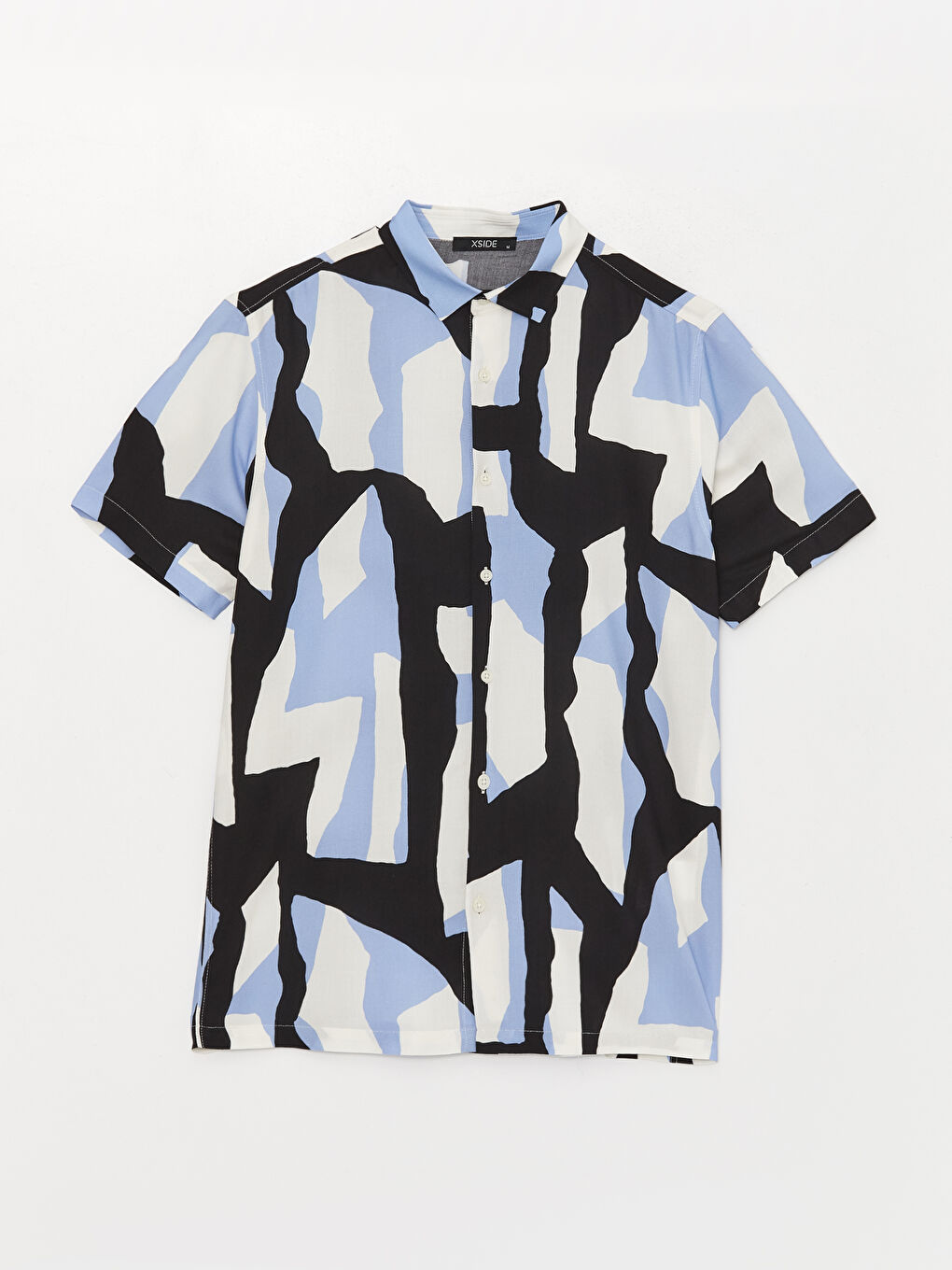 Regular Fit Short Sleeve Patterned Viscose Men's Shirt-5