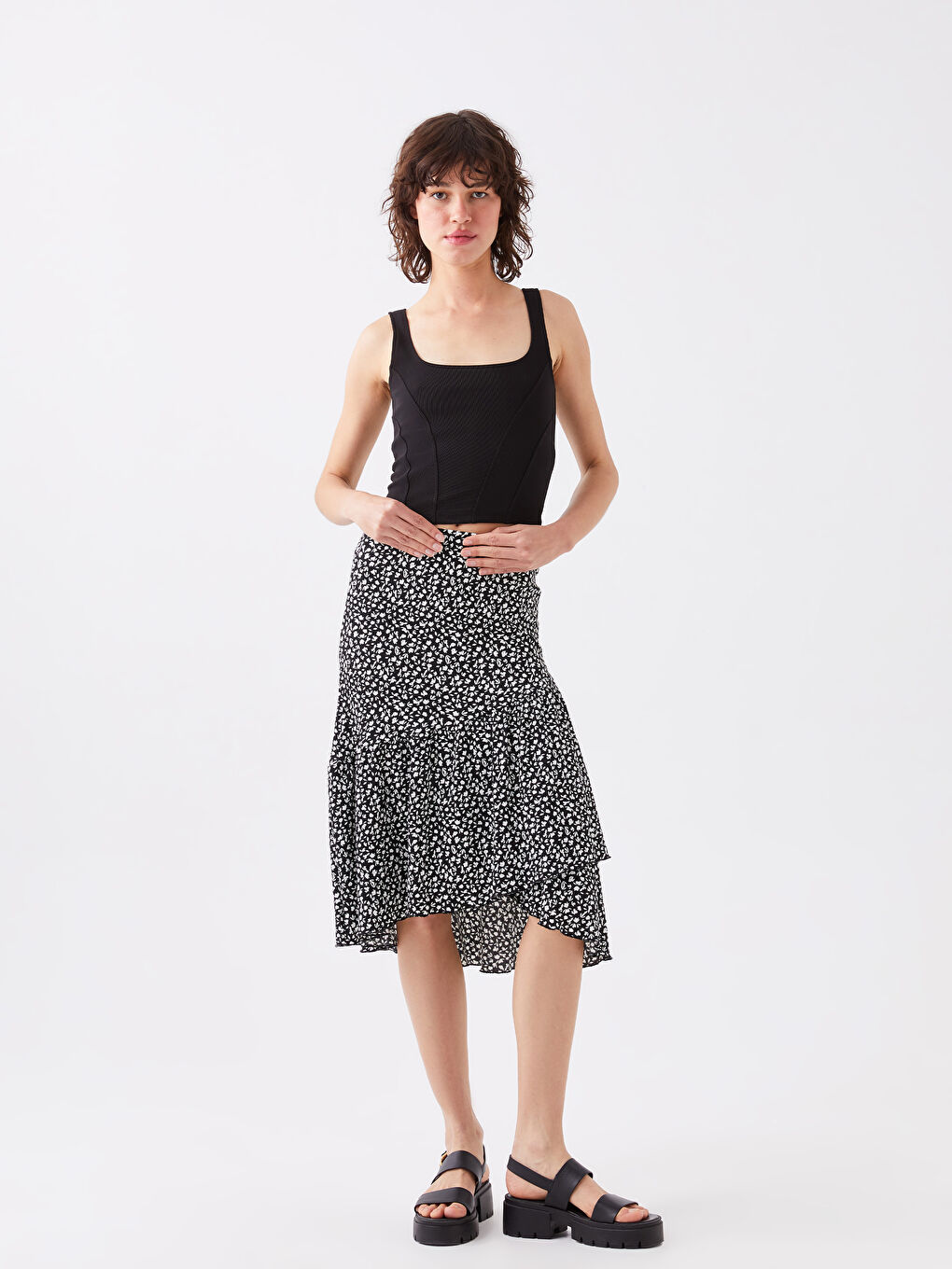 Elasticated Waist Patterned Women's Skirt-1