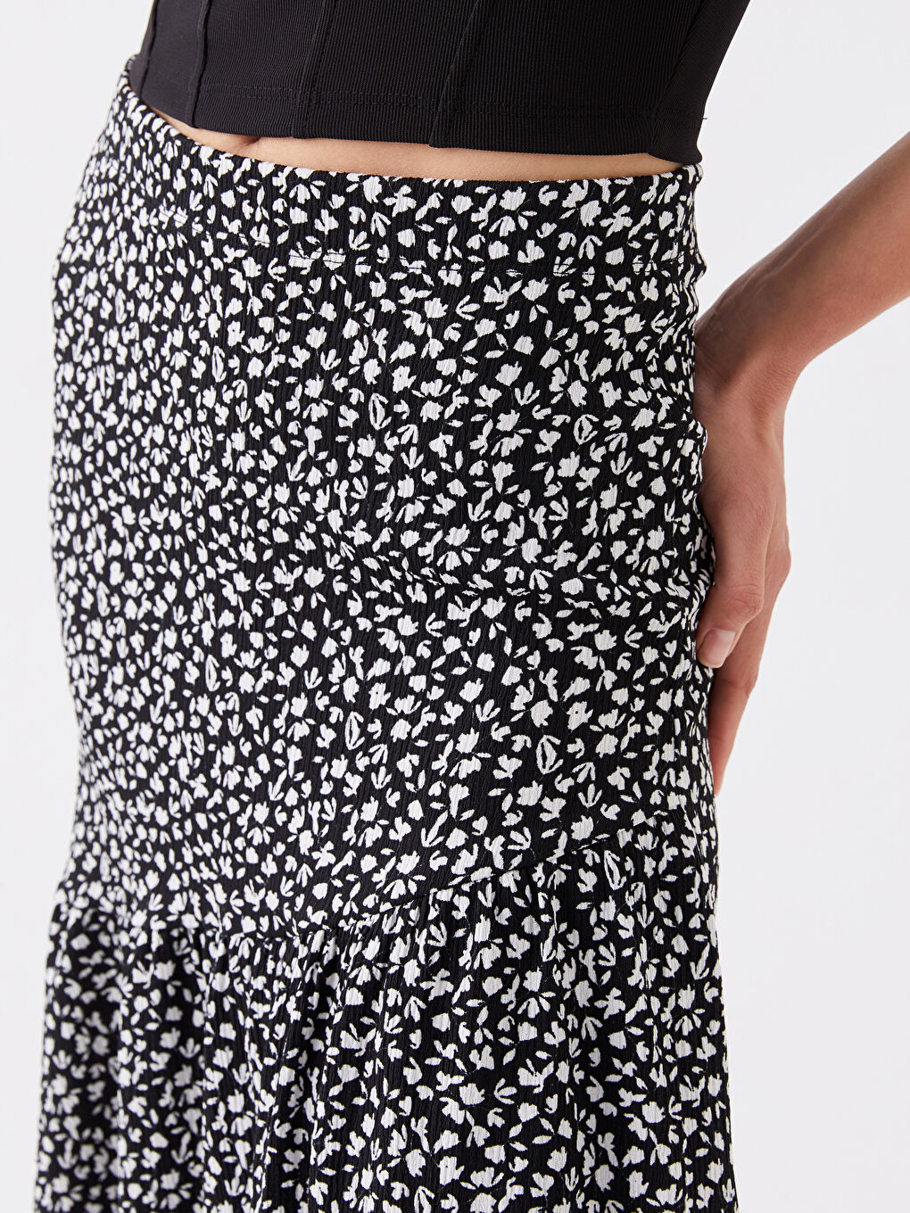 Elasticated Waist Patterned Women's Skirt-2