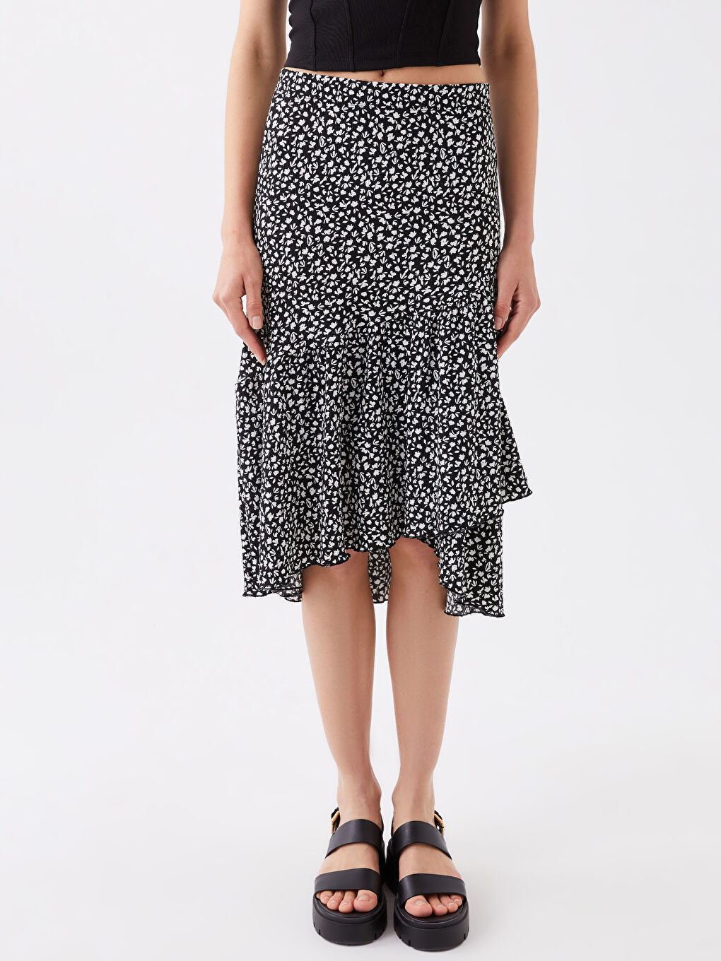 Elasticated Waist Patterned Women's Skirt-3