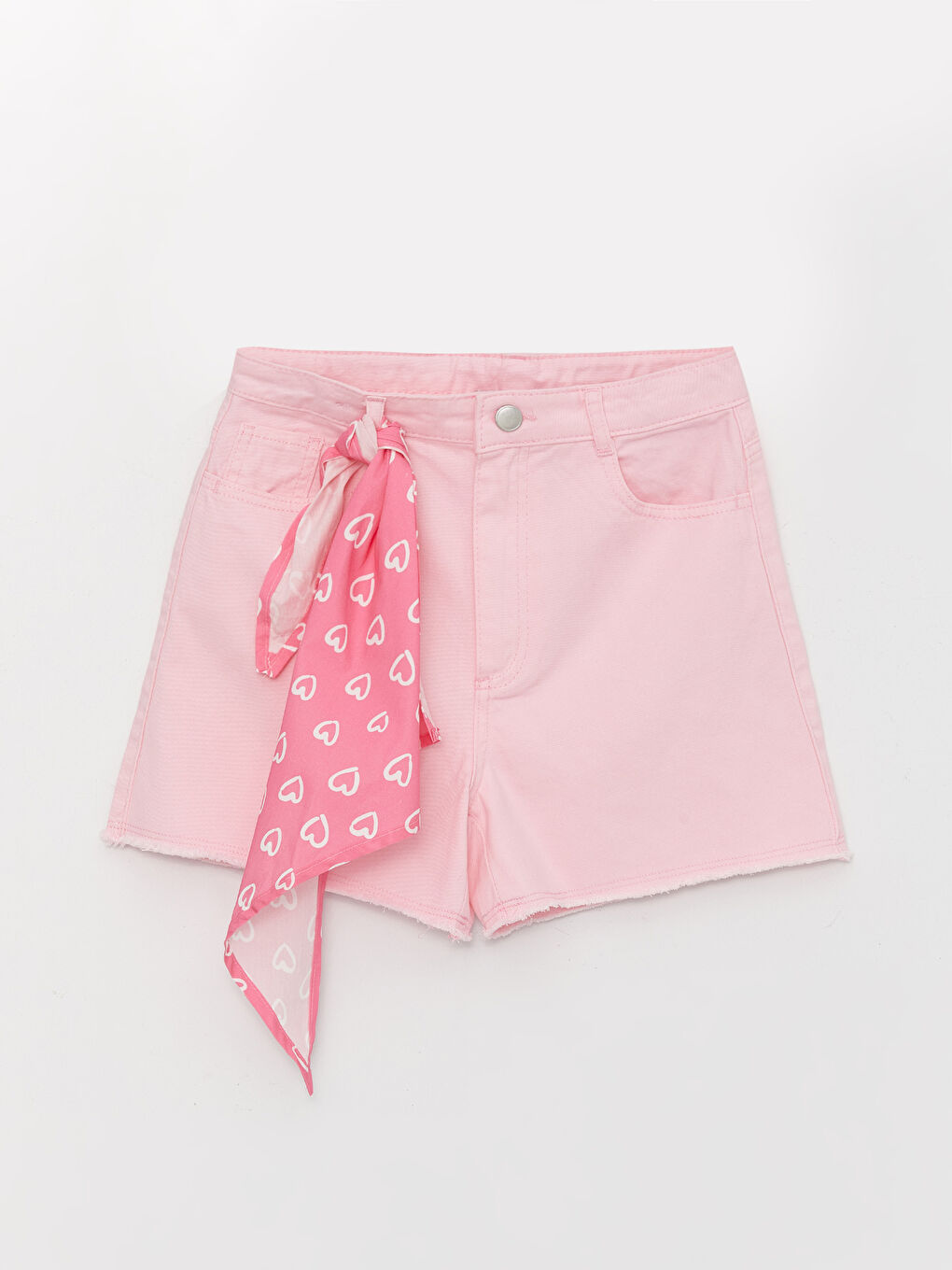 Pembe Basic Gabardin Kız Çocuk Şort-2