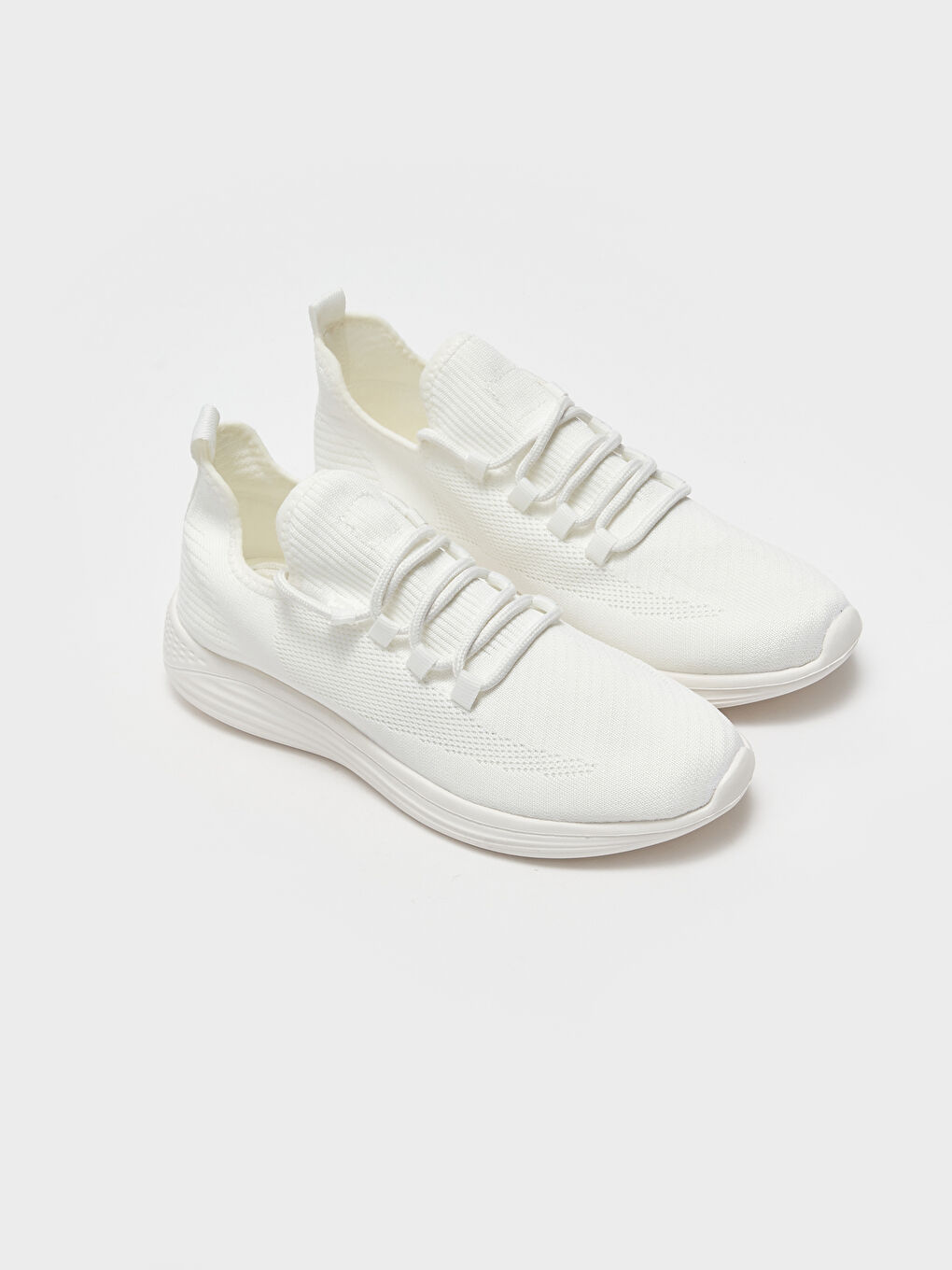 Beyaz Bağcıklı Erkek Triko Spor Ayakkabı