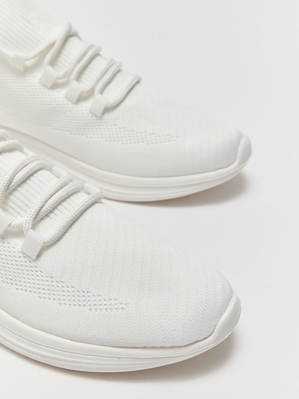 Beyaz Bağcıklı Erkek Triko Spor Ayakkabı-2