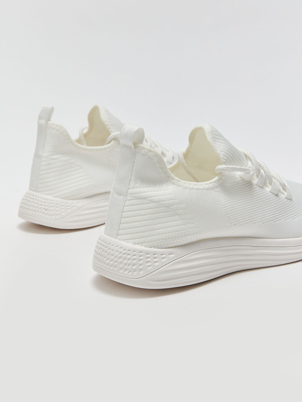 Beyaz Bağcıklı Erkek Triko Spor Ayakkabı-4