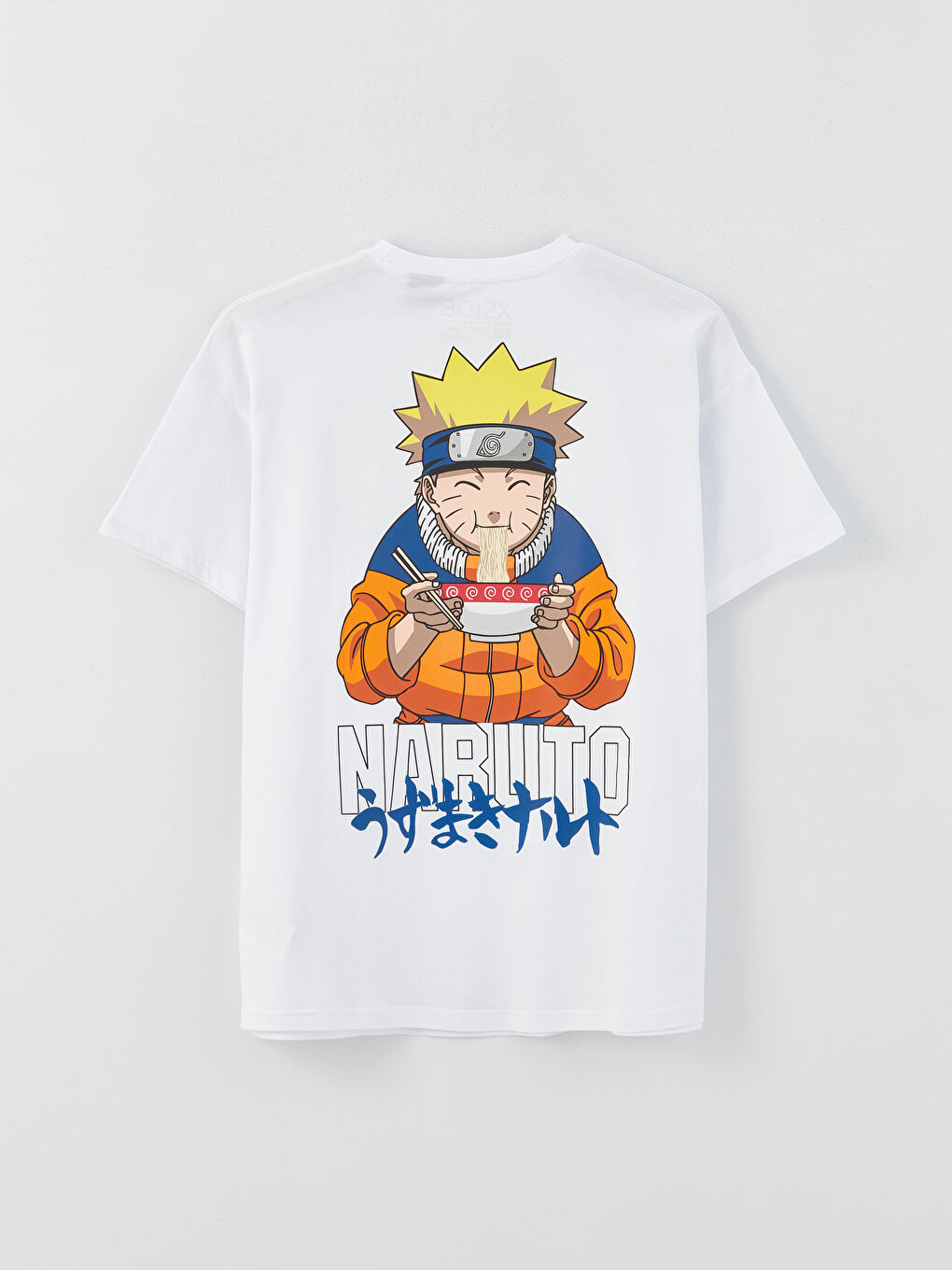 Beyaz Bisiklet Yaka Naruto Baskılı Kısa Kollu Kadın Tişört-6