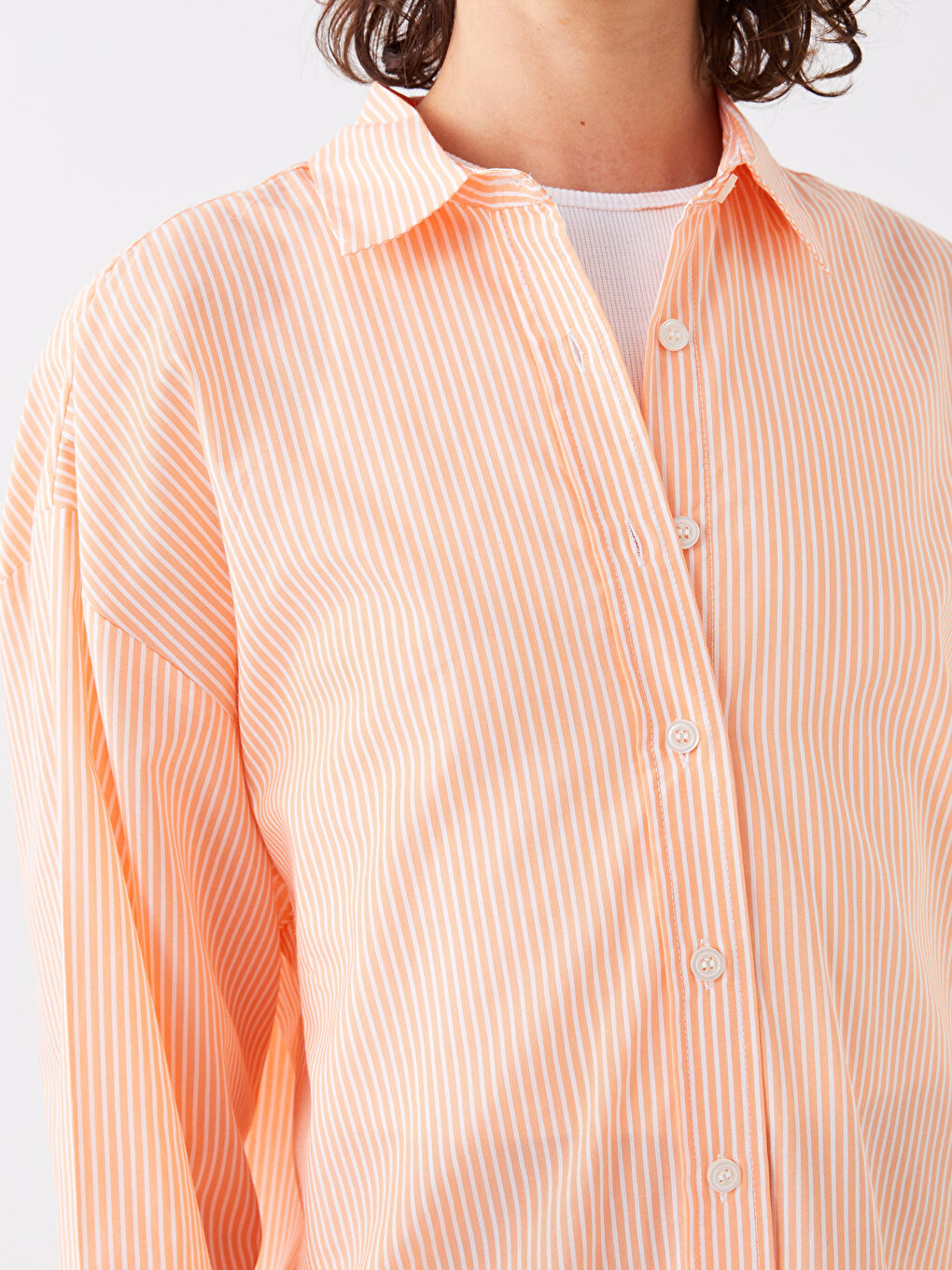 Striped Oversize Poplin Women's Shirt -S3ID66Z8-LGZ