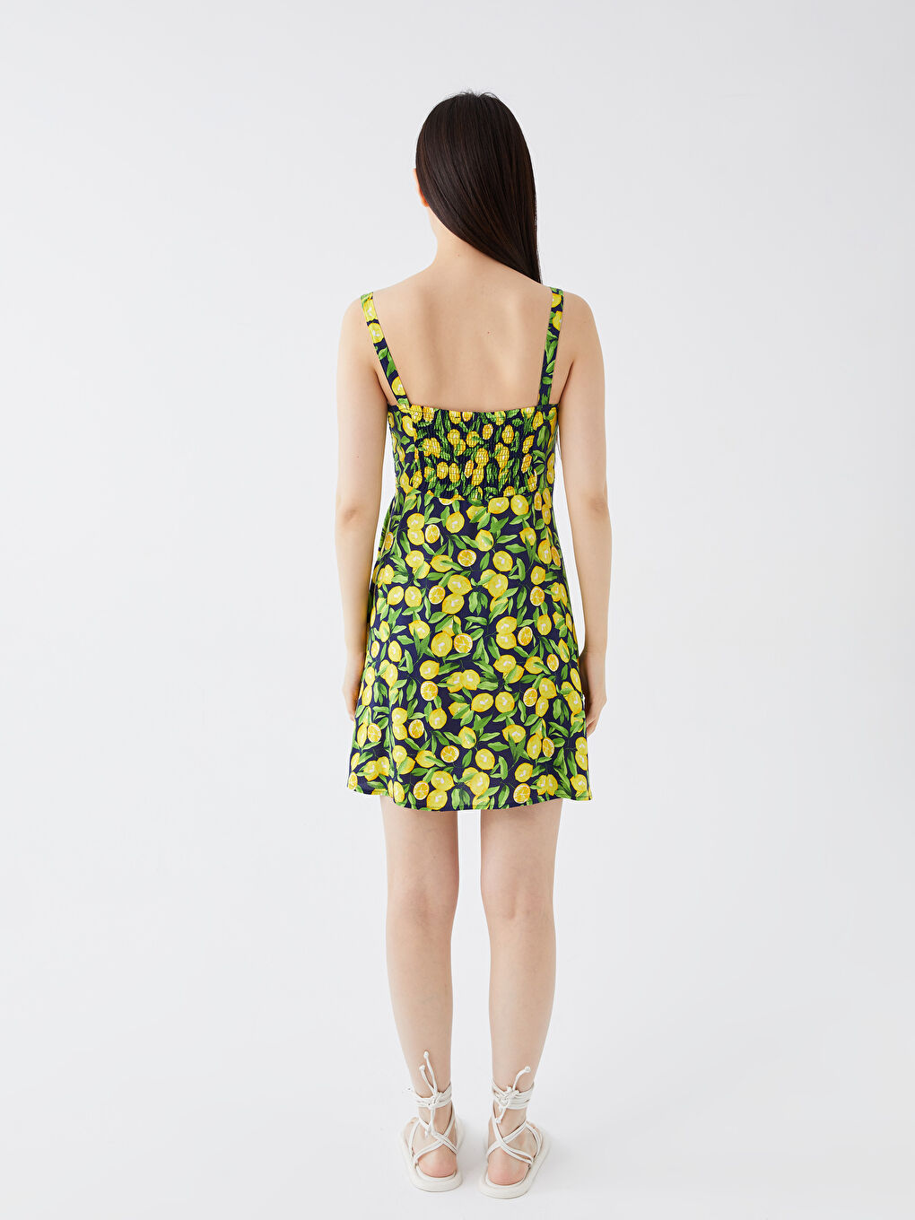 Square Collar Patterned Strap Women's Dress -S3ID70Z8-LSJ