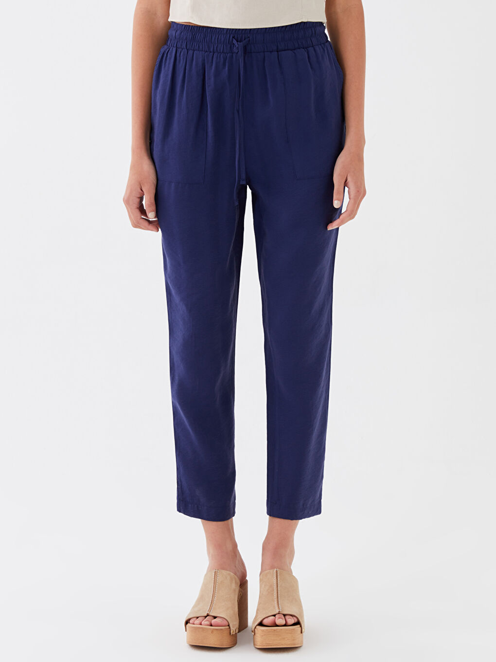 Elastic Waist Carrot Fit Women's Trousers-2