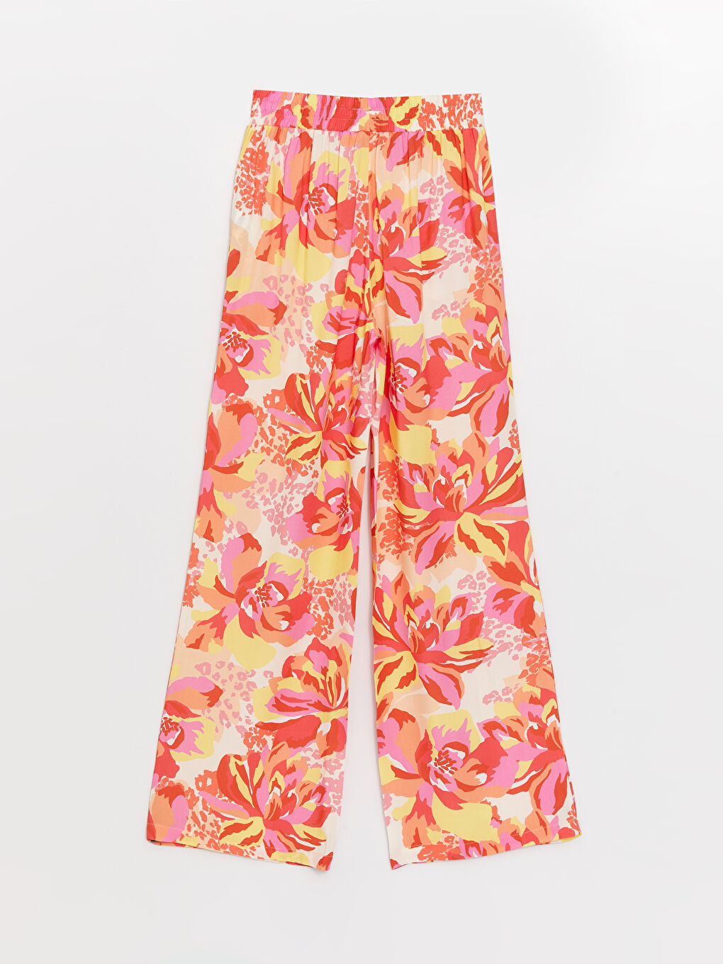 Elastic Waist Figured Palazzo Pants-4