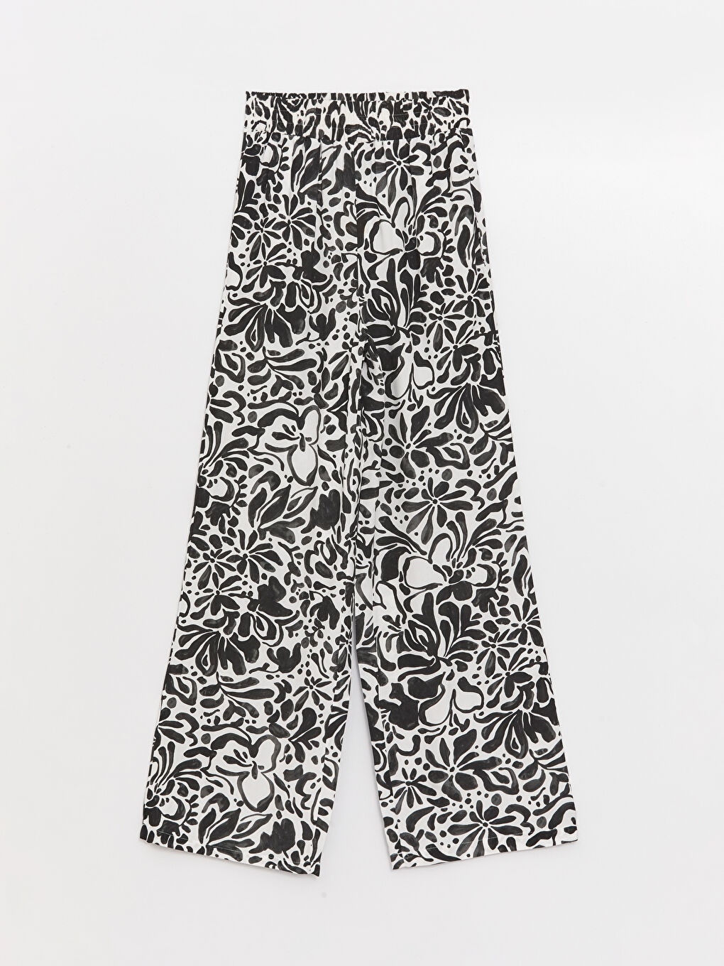 Elastic Waist Figured Palazzo Pants-5