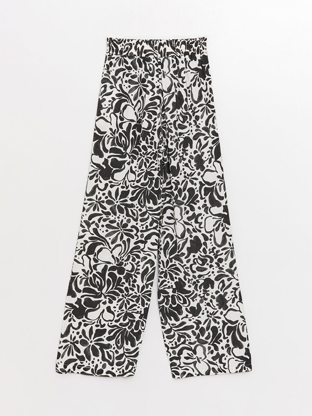 Elastic Waist Figured Palazzo Pants-6