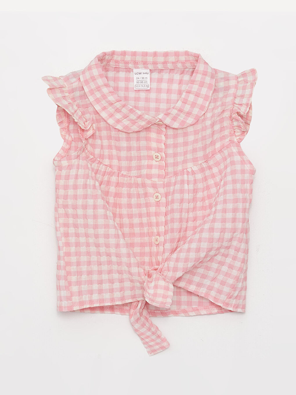 Pembe Bebe Yaka Ekose Kız Bebek Gömlek