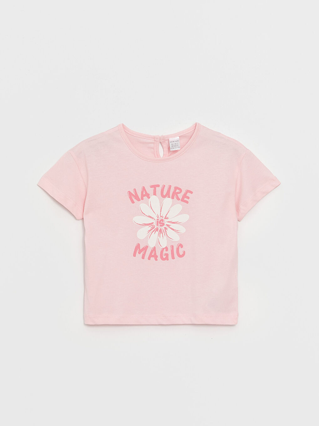 تيشيرت للبنات الرضع كم قصير مطبوع بياقة دائرية