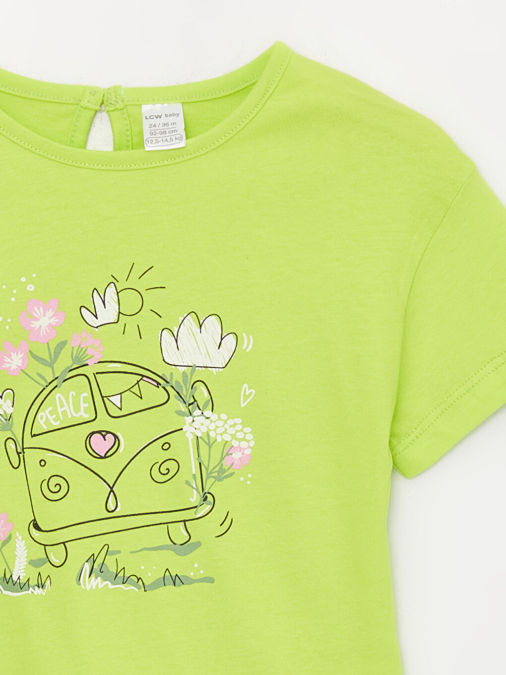 تيشيرت للبنات الرضع كم قصير مطبوع بياقة دائرية-1