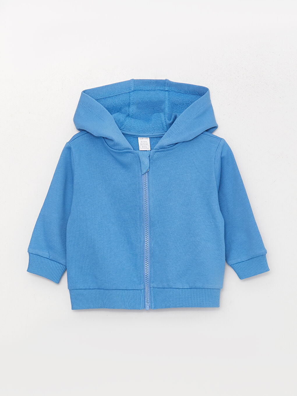 Mavi Kapüşonlu Erkek Bebek Fermuarlı Sweatshirt