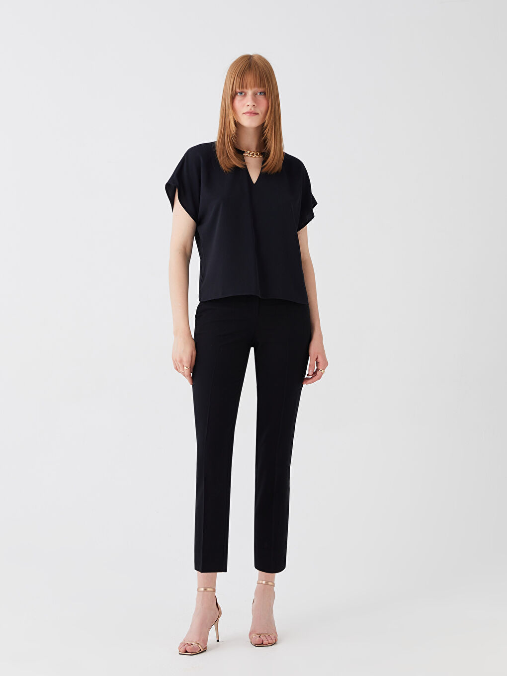 Crew Neck Straight Short Sleeve Women Blouse -S3IE25Z8-CVL