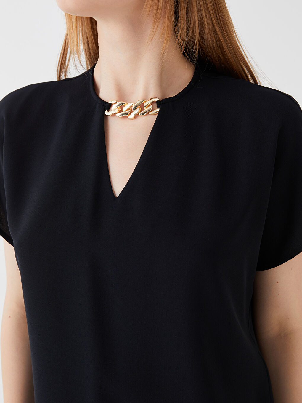 Crew Neck Straight Short Sleeve Women Blouse -S3IE25Z8-CVL
