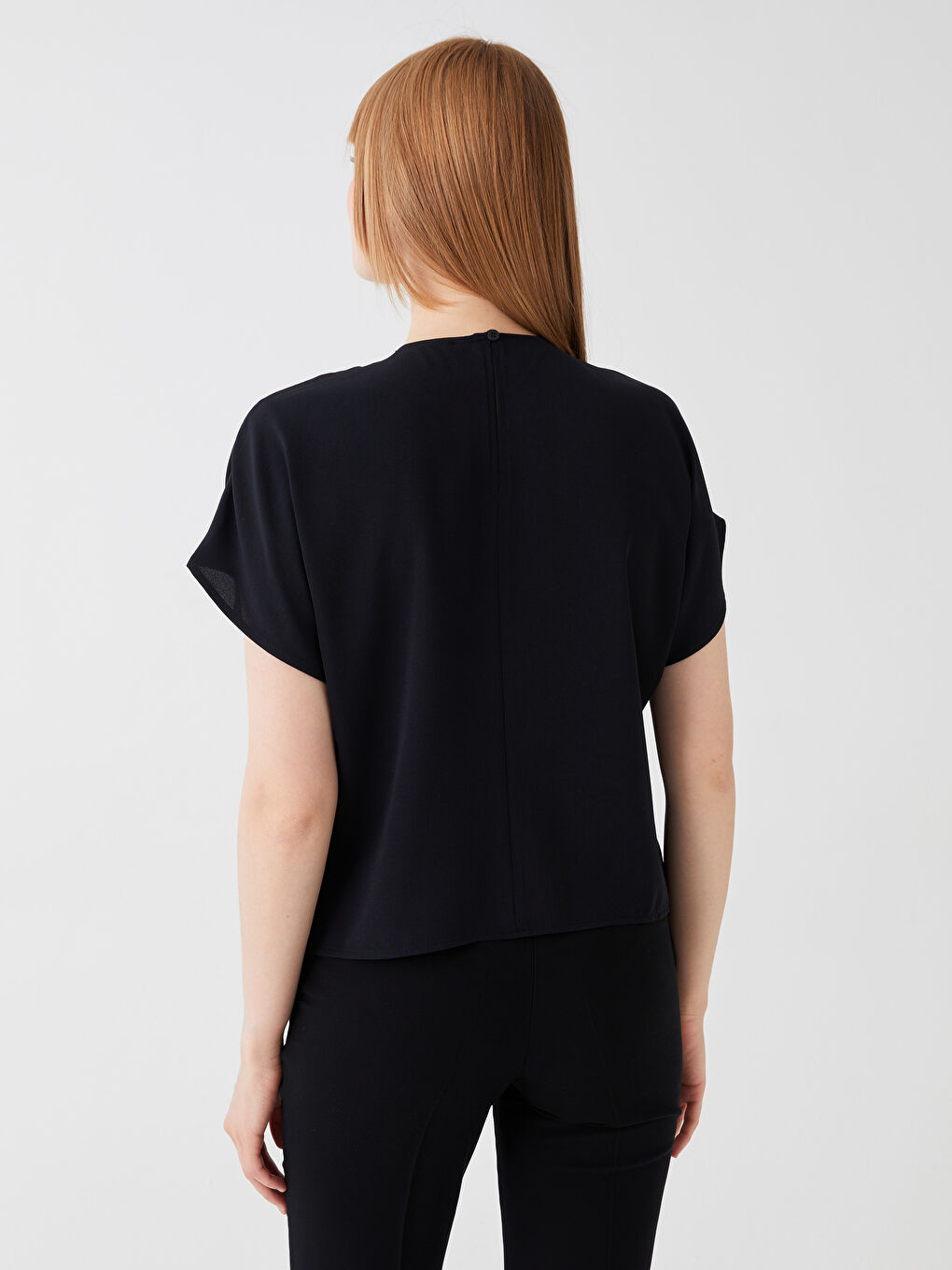 Crew Neck Straight Short Sleeve Women Blouse -S3IE25Z8-CVL