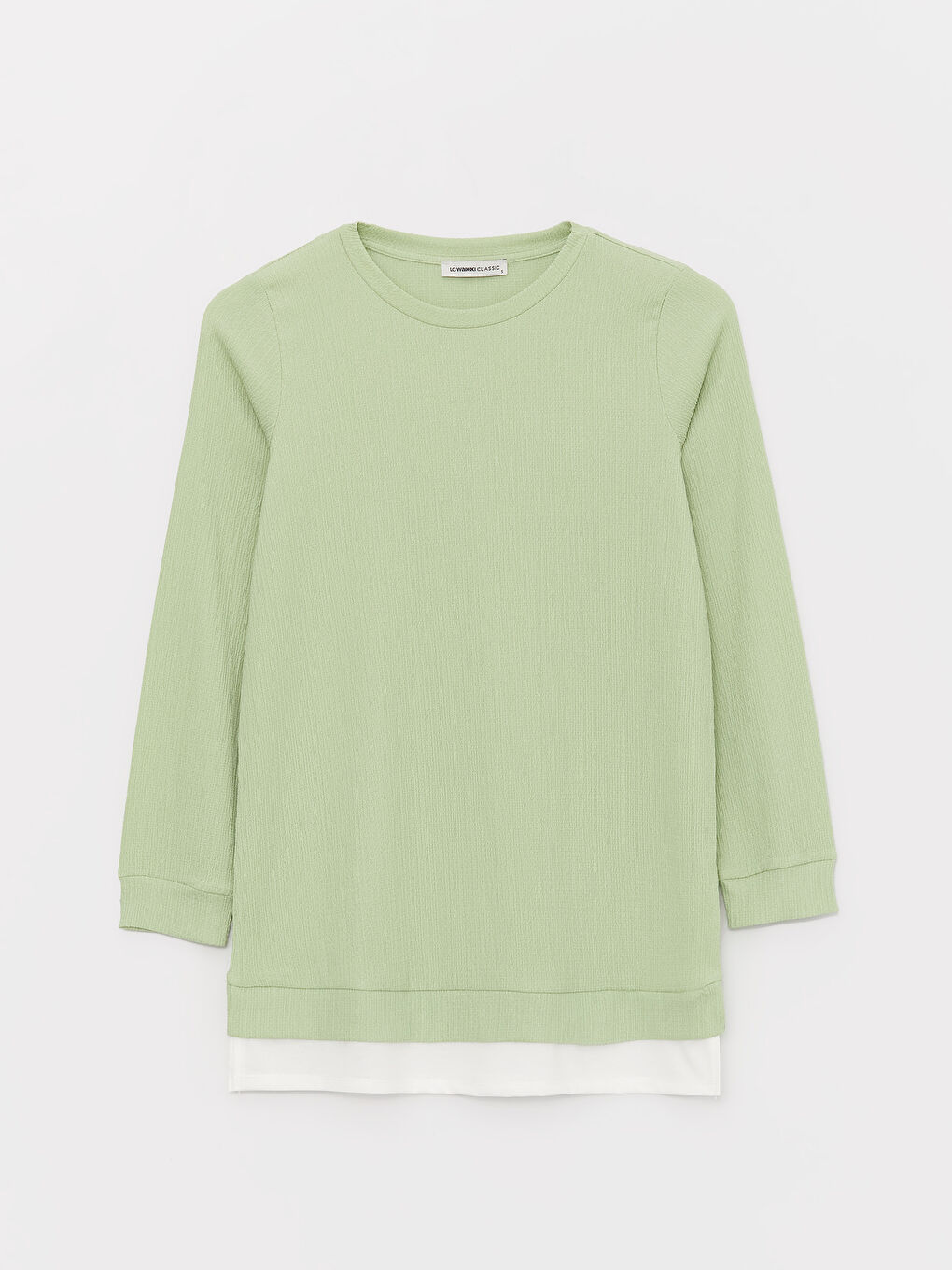 Crew Neck Plain Long Sleeve Women's Tunic-5