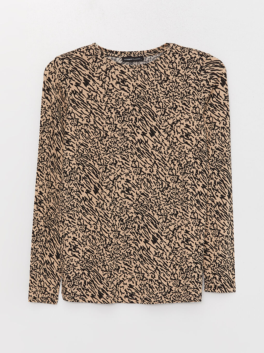 Crew Neck Patterned Long Sleeve Women's T-Shirt-5