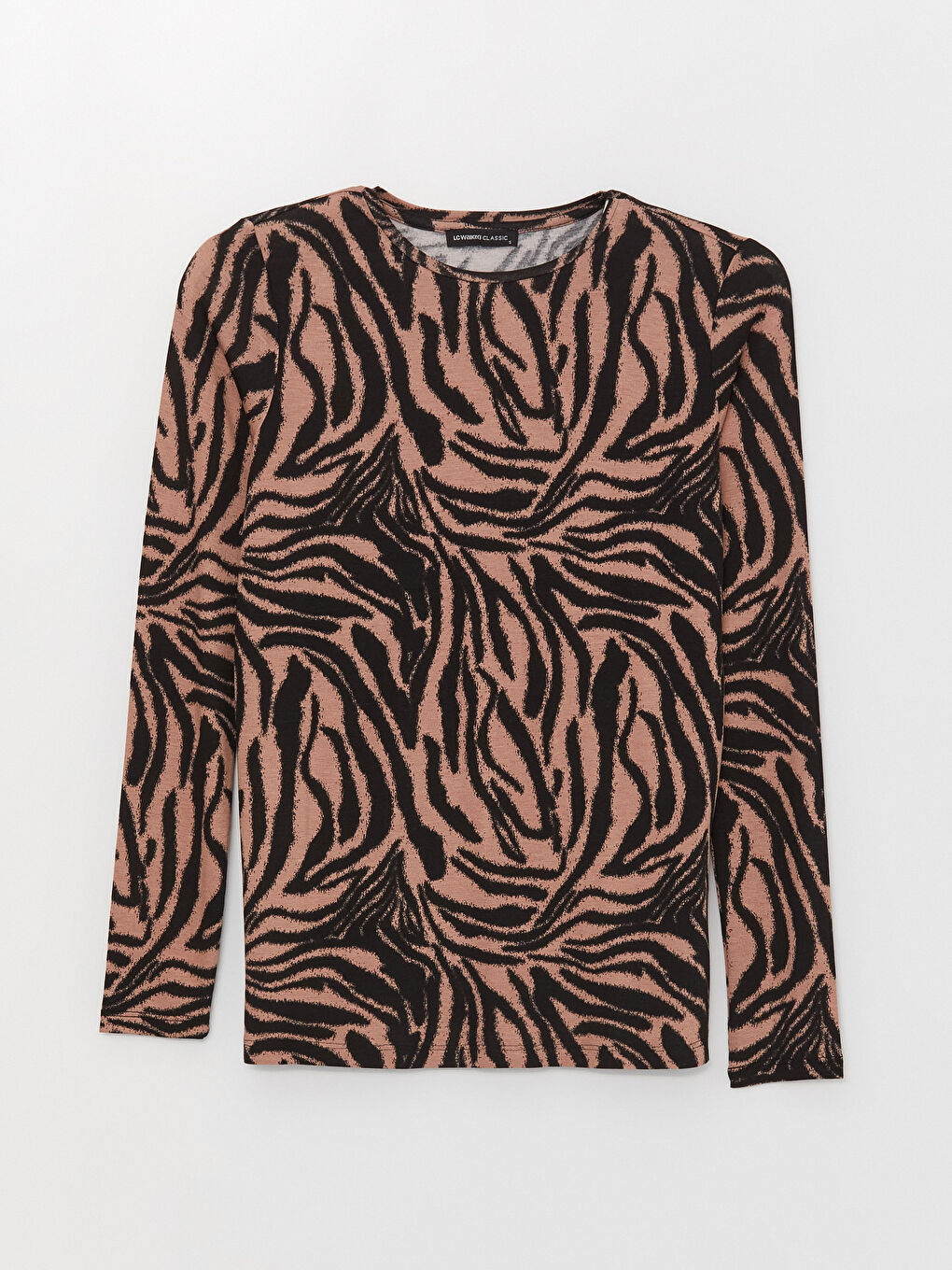 Crew Neck Patterned Long Sleeve Women's T-Shirt-5