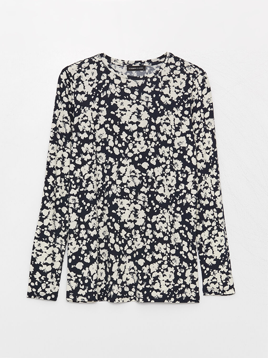 Crew Neck Patterned Long Sleeve Women's T-Shirt-5