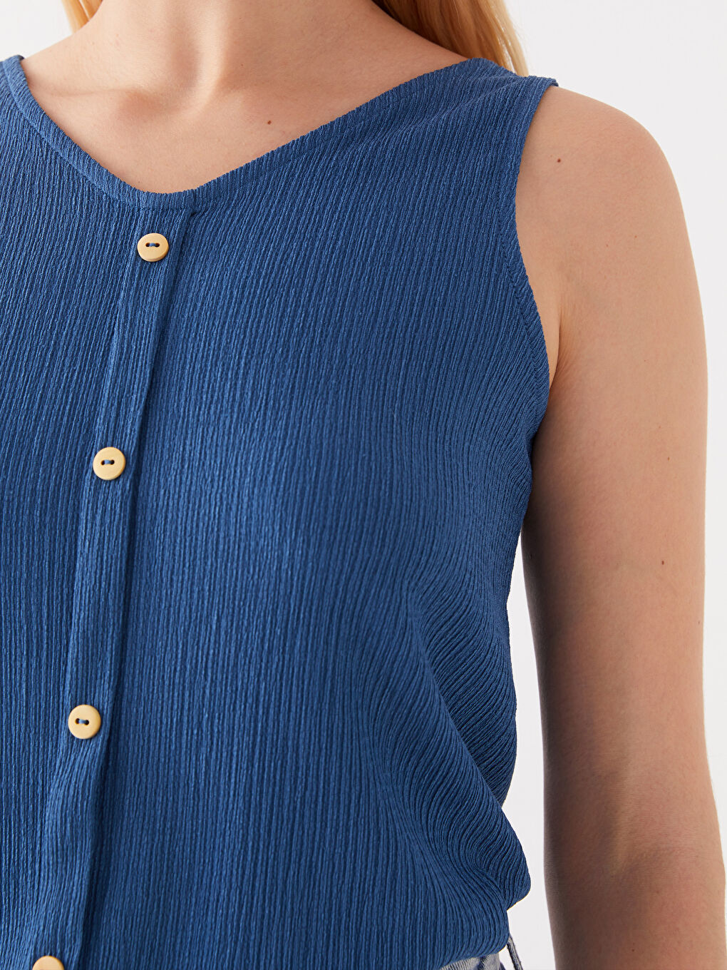 Women's V Neck Plain Blouse-3