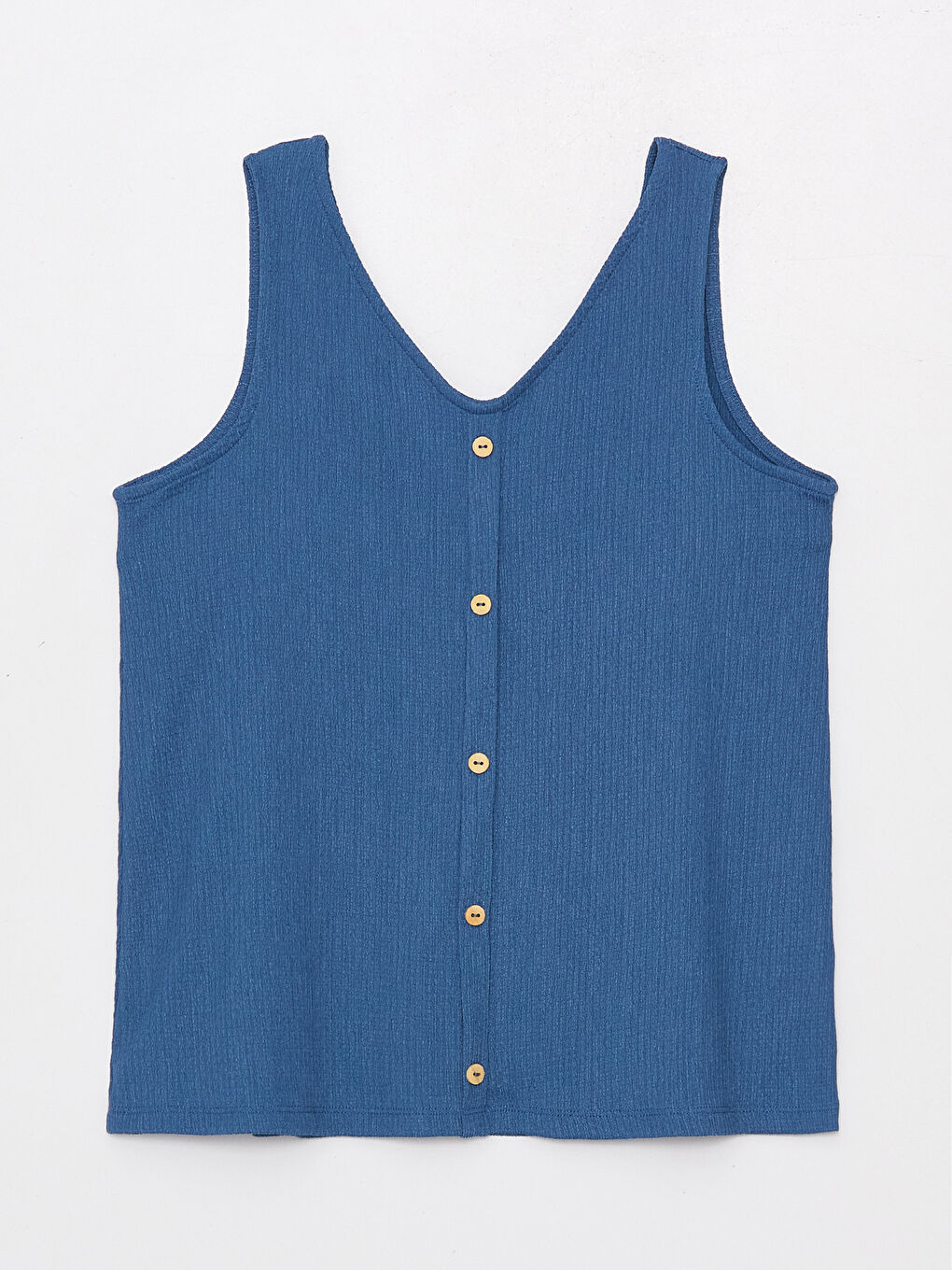 Women's V Neck Plain Blouse-5