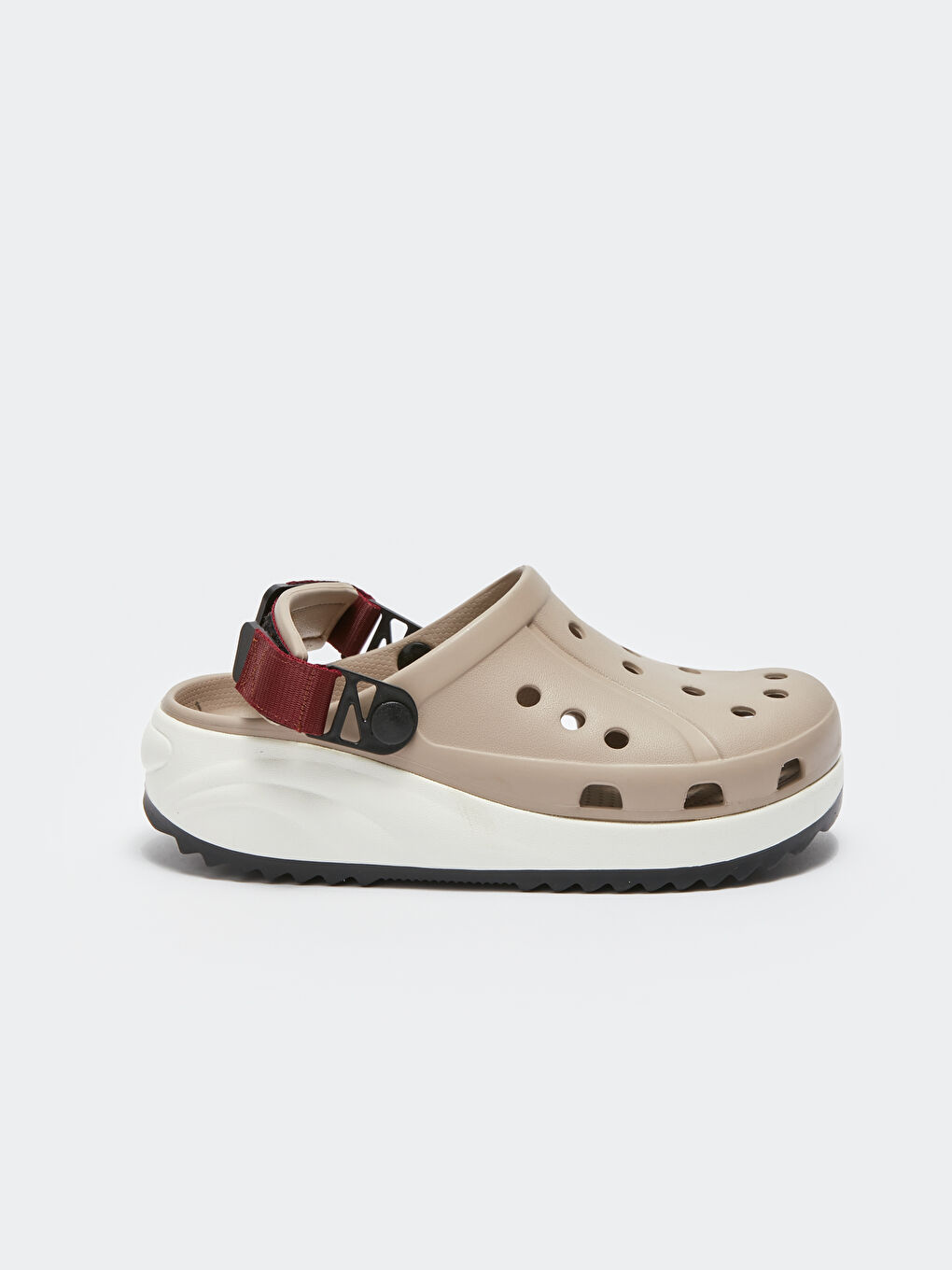 Bej Tek Bantlı Cırt Cırtlı Kadın Plaj Sandaleti-1