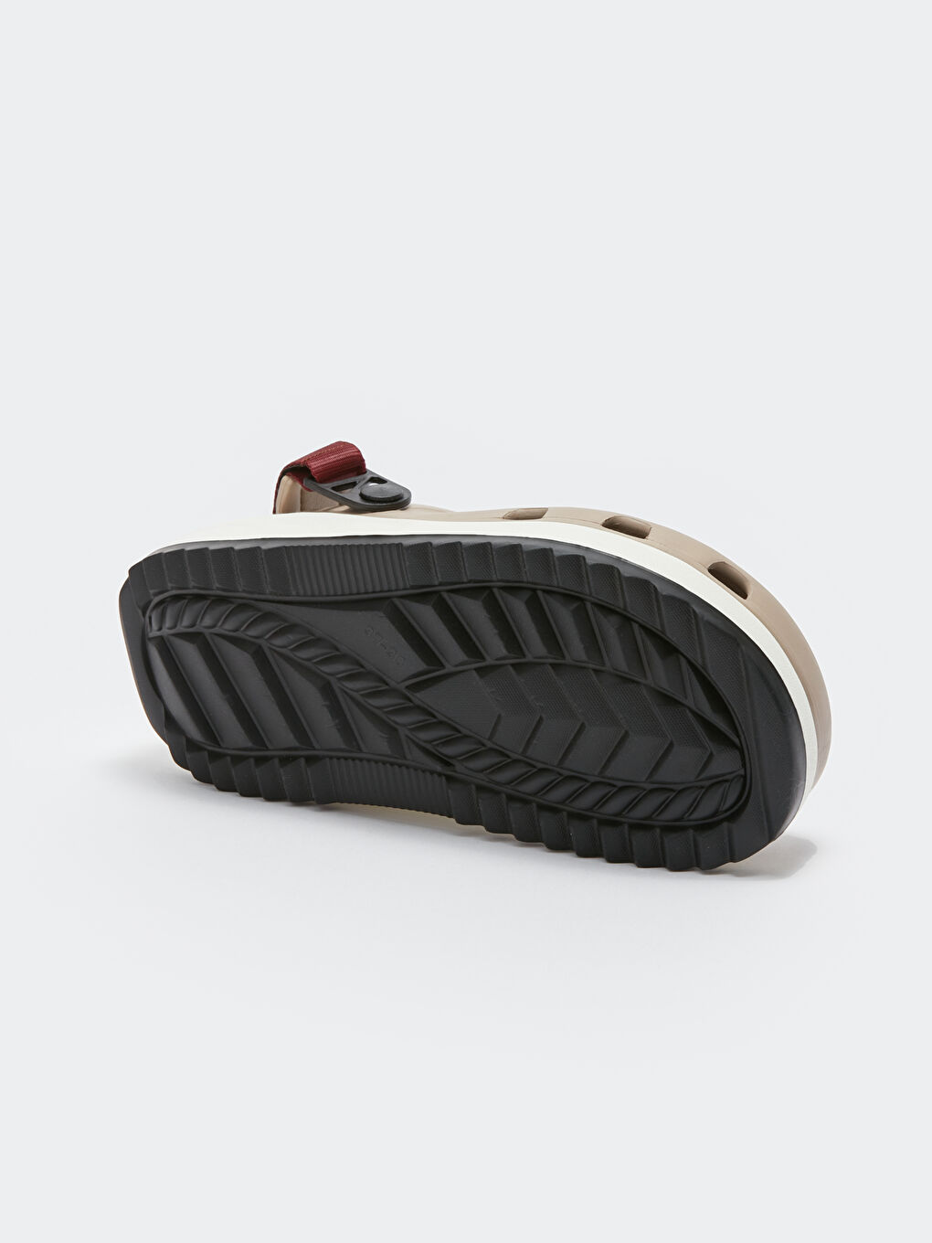 Bej Tek Bantlı Cırt Cırtlı Kadın Plaj Sandaleti-3