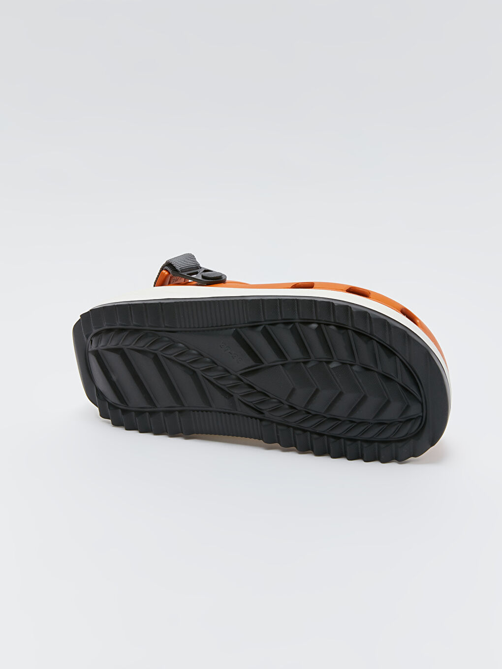 Turuncu Tek Bantlı Cırt Cırtlı Kadın Plaj Sandaleti-4