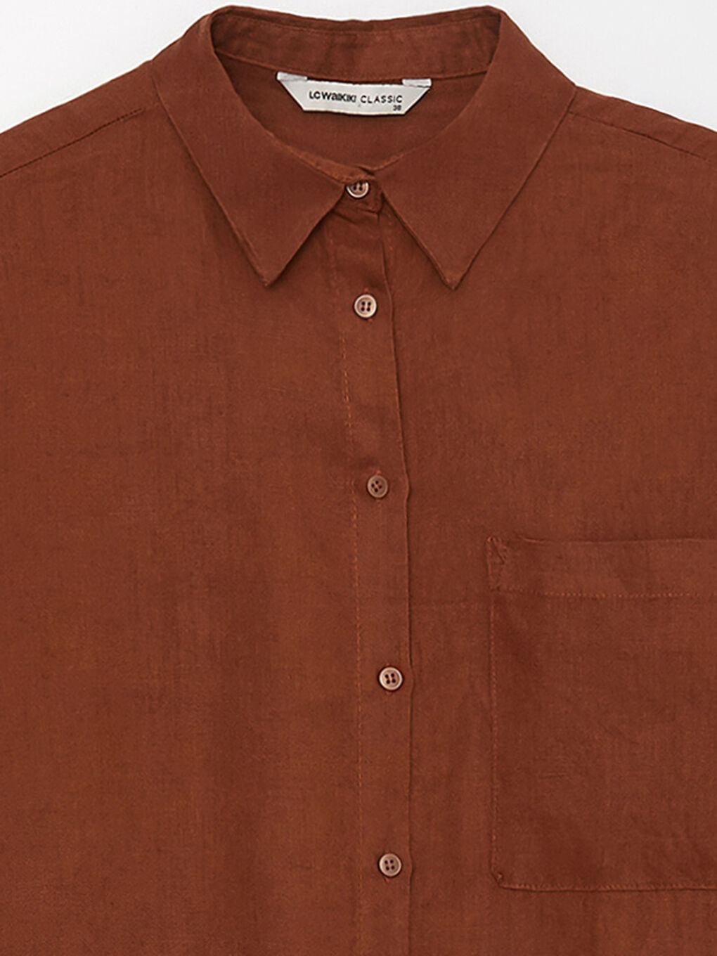 Kahverengi Oversize %100 Keten Kadın Gömlek Tunik-7