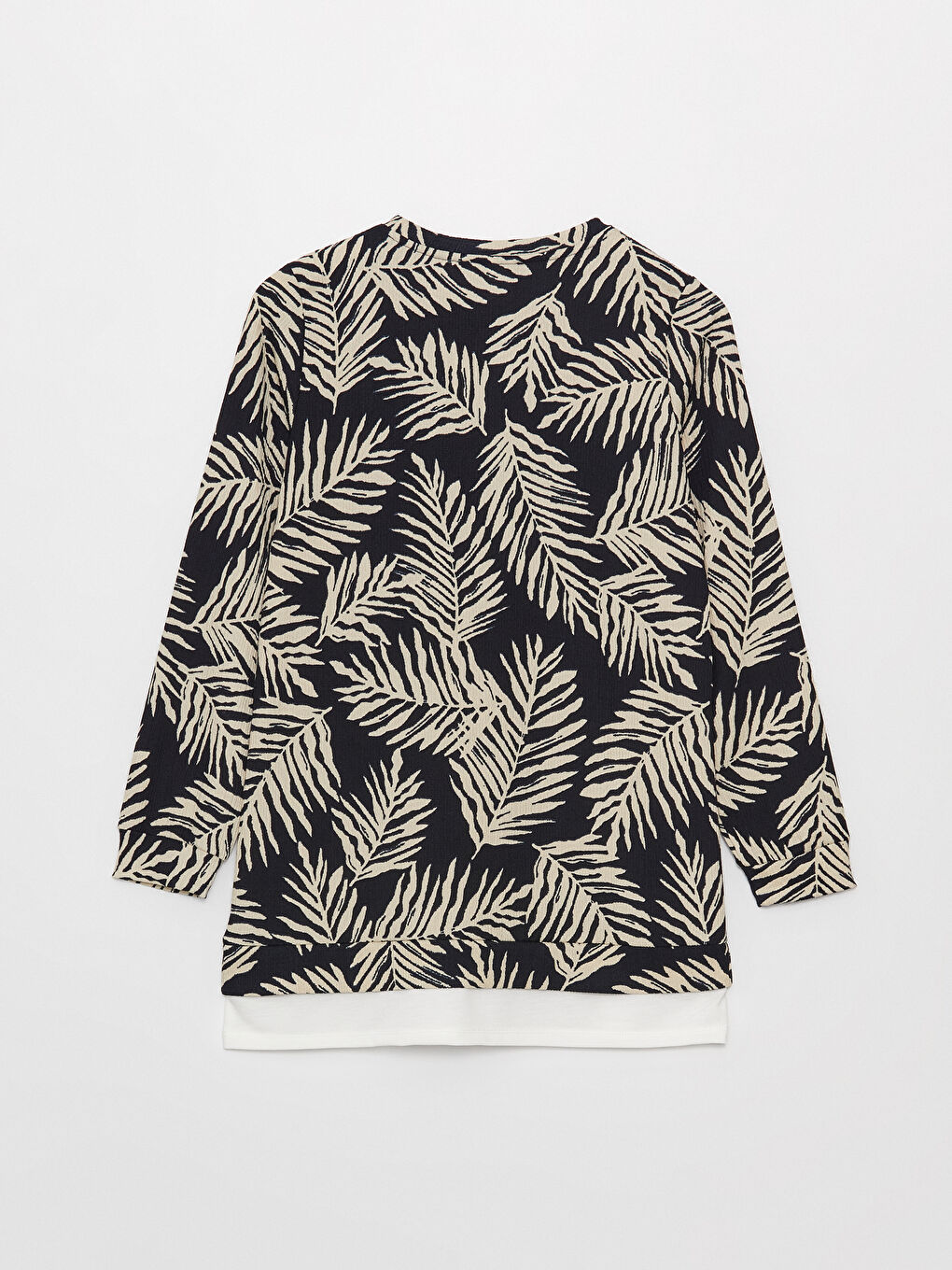 Lacivert Bisiklet Yaka Desenli Uzun Kollu Kadın Tunik-6