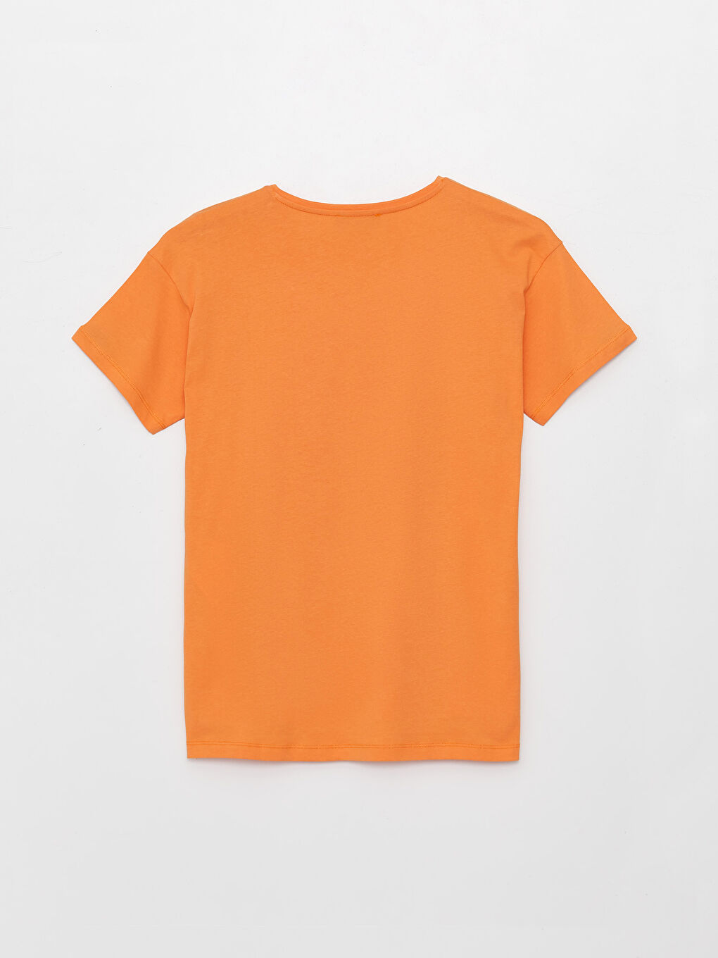 Turuncu Bisiklet Yaka Baskılı Kısa Kollu Kadın Tişört-5